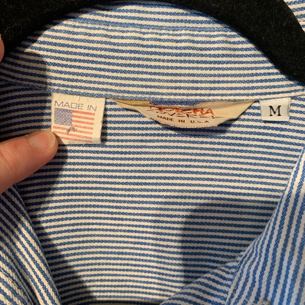 Vintage Gotcha Covered Railroad pinstripe rounded hem button up size Medium rare - Picture 7 of 10